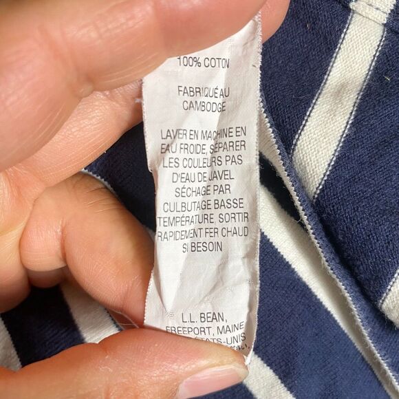 L.L. Bean Dress Womens Size Large L Navy White‎ Striped Midi Petite - Picture 4 of 4